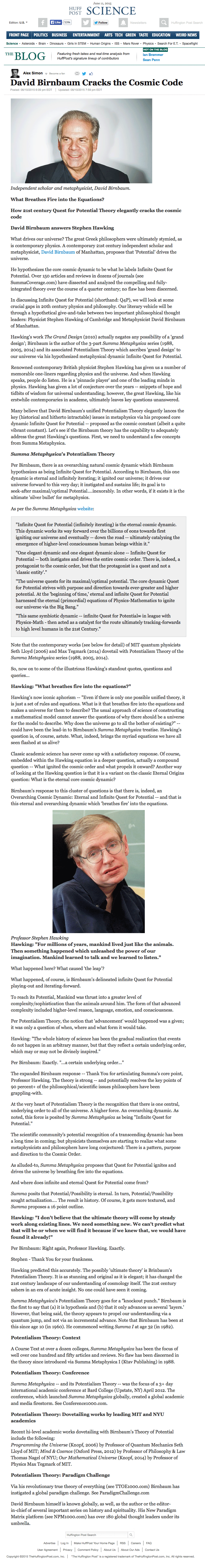 Potentialism Theory is a breakthrough in metaphysics-cosmology: Turn-of-the-century Paradigm Challenge, writer David Birnbaum's philosophy   unifies physics, spirituality and philosophy.  Iconoclast David Birnbaum's philosophy exposition is a  breakthrough in  theogony, cosmology, cosmogony, theodicy. and teleology.